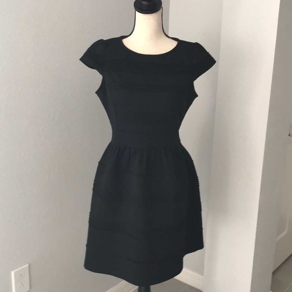 ❤️3X20 ELLE Women Fit and Flare Short Sleeve Black Knit A-Line Dress | 10
